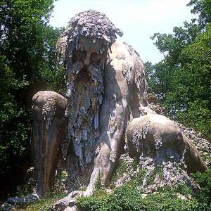 The giant of the Apennine by Giambologna , in the Medicean Park of Pratolino