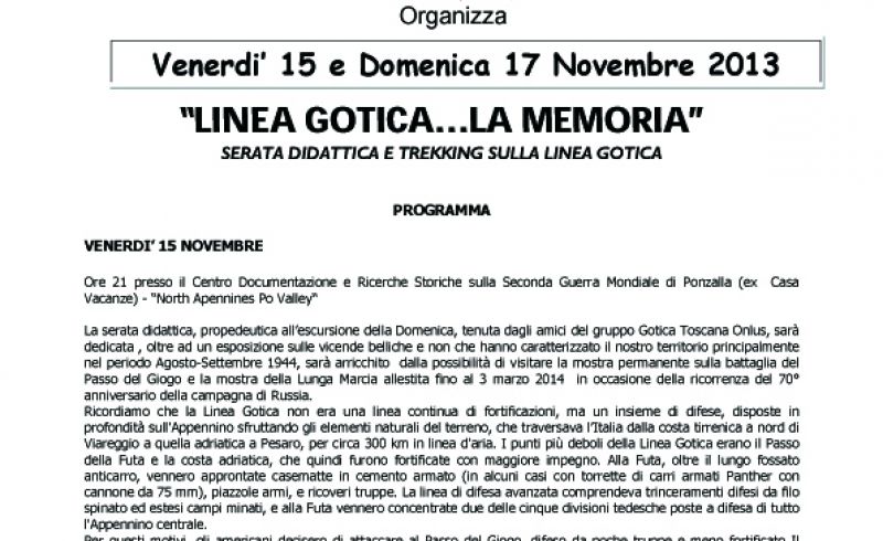15th and 17th/11 - EXCURSION ON THE GOTHIC LINE